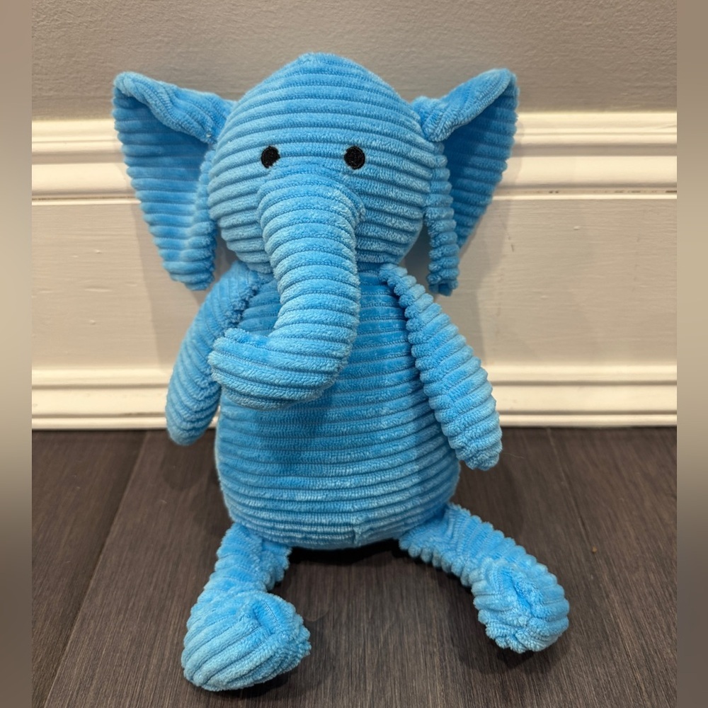 Like New Blue Corduroy Elephant Tough Plush Dog Pet Toy - Picture 1 of 5